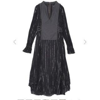 アメリヴィンテージ(Ameri VINTAGE)のWASHI LAYERED DRESS ブラック　S(ロングワンピース/マキシワンピース)