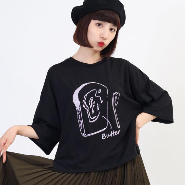 merlot(メルロー)のバタートーストプリントトップス レディースのトップス(Tシャツ(長袖/七分))の商品写真