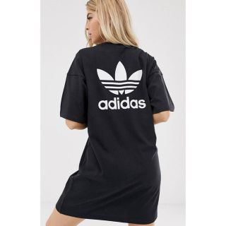 アディダス(adidas)の【Lサイズ】新品未使用 adidas アディダス ミニ ロゴ Tシャツ ドレス(ミニワンピース)