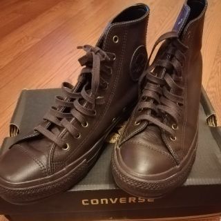 コンバース(CONVERSE)のCONVERSEハイカットレザー　ブラウン(スニーカー)