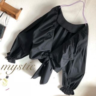 ミスティック(mystic)の新作♡タグ¥7020【mystic】リボンギャザーブラウス バックリボンブラウス(シャツ/ブラウス(長袖/七分))