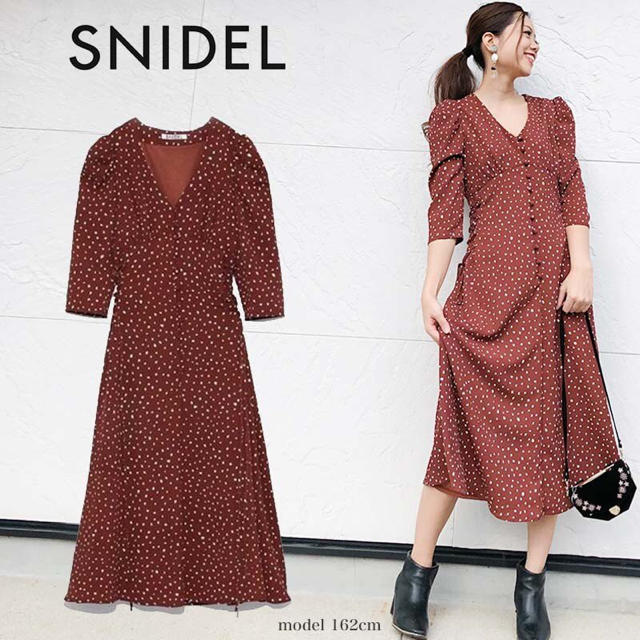 SNIDEL - snidel フロントボタンプリントワンピースの通販 by ...