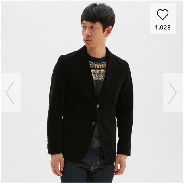 GU(ジーユー)の【新品】GU コーデュロイ ジャケット　ブラック 大型店限定 メンズのジャケット/アウター(テーラードジャケット)の商品写真