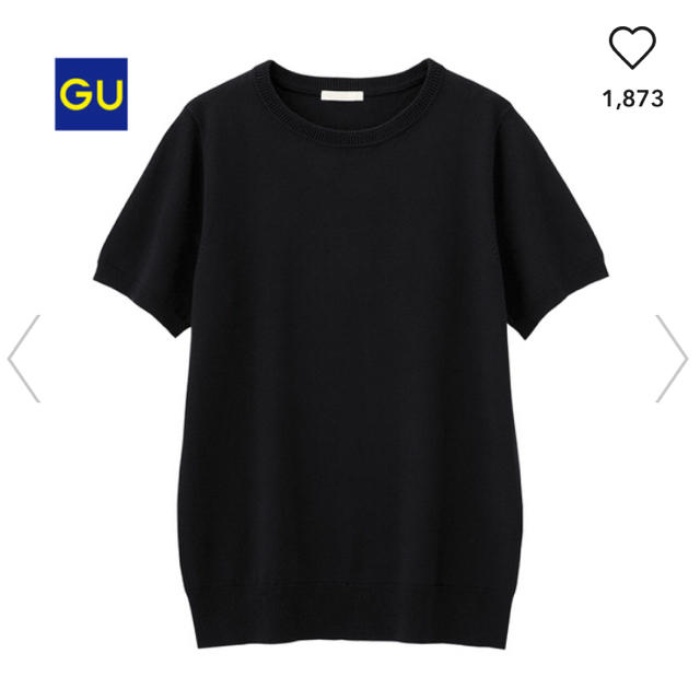 GU(ジーユー)のGU 黒 クルーネックセーター（半袖）※サイズXS レディースのトップス(カットソー(半袖/袖なし))の商品写真