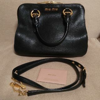ミュウミュウ(MIU MIU)のシャー様専用  miumiu ミュウミュウ マドラス ボストン バッグ ブラック(ショルダーバッグ)