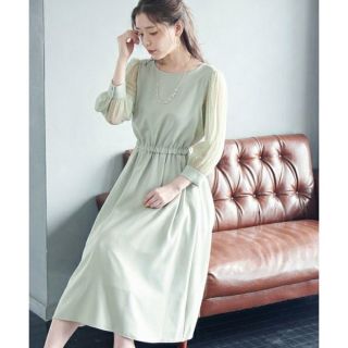 ロペピクニック(Rope' Picnic)の週末セール✨新品✨結婚式オススメ✨ドットチュール袖ワンピース。(ひざ丈ワンピース)