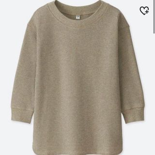 ユニクロ(UNIQLO)のワッフルクルーネックT(７分袖)(カットソー(長袖/七分))