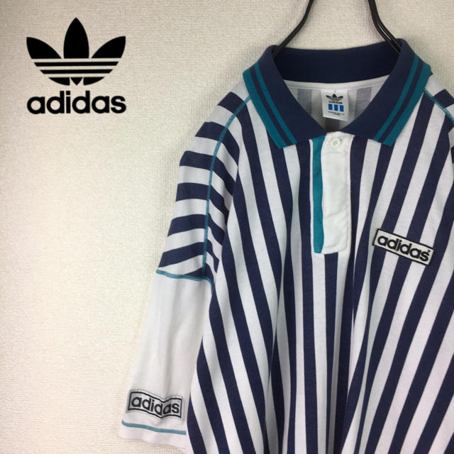 adidas(アディダス)の90s 古着 adidas originals ポロシャツ 半袖 ストライプ メンズのトップス(ポロシャツ)の商品写真