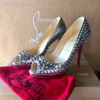 クリスチャンルブタン(Christian Louboutin)のクリスチャンルブタン  スパイク オープントゥパンプス シルバー(ハイヒール/パンプス)