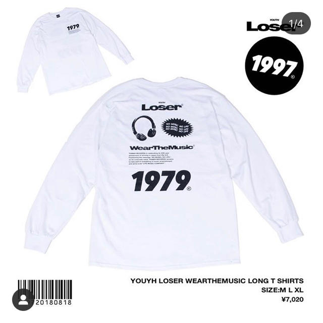 GDC(ジーディーシー)のyouth loser Tシャツ ホワイト タワレコ限定 ロンT 1979  メンズのトップス(Tシャツ/カットソー(七分/長袖))の商品写真