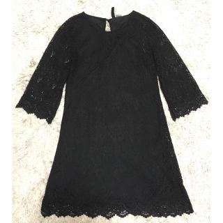 エイチアンドエイチ(H&H)の《古着》H&M  黒レースワンピース秋冬物(ミニワンピース)