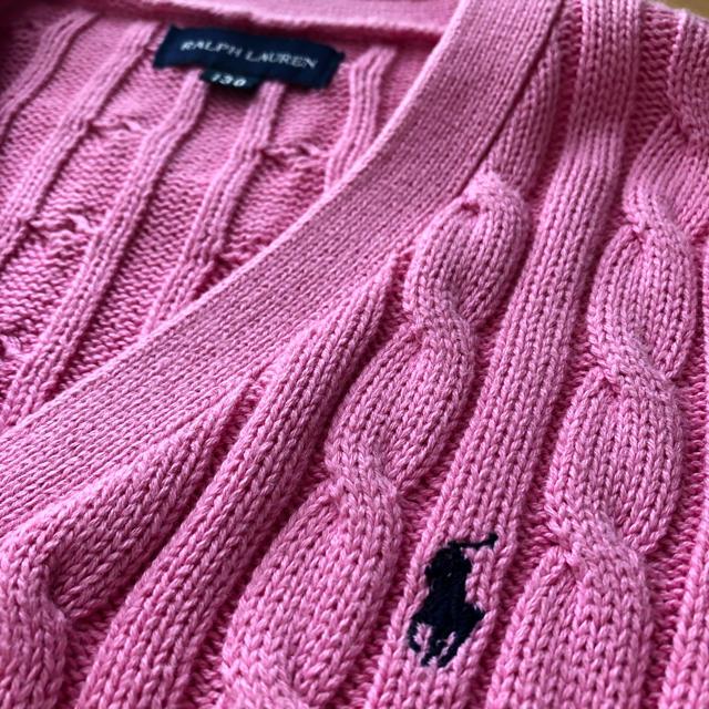 POLO RALPH LAUREN(ポロラルフローレン)のラルフローレン 130cm ピンク ニットカーディガン  キッズ/ベビー/マタニティのキッズ服女の子用(90cm~)(カーディガン)の商品写真