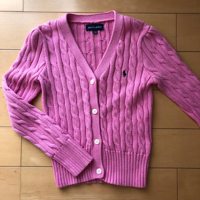 POLO RALPH LAUREN(ポロラルフローレン)のラルフローレン 130cm ピンク ニットカーディガン  キッズ/ベビー/マタニティのキッズ服女の子用(90cm~)(カーディガン)の商品写真