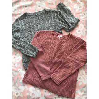 ユニクロ(UNIQLO)のユニクロ✳︎セーター・140・ピンク&グレー2着セット(ニット)