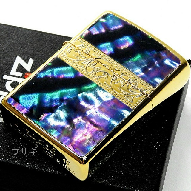 ZIPPO(ジッポー)の送料無料☆zippo☆ブラックシェル☆アラベスクラインG☆ゴールド☆ジッポ メンズのファッション小物(タバコグッズ)の商品写真