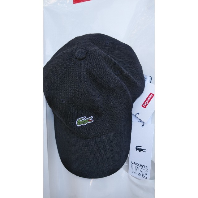 Supreme LACOSTE Pique 6-Panel Black キャップ 1