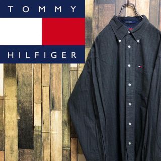 トミーヒルフィガー(TOMMY HILFIGER)の【しゅー様☆】トミーヒルフィガー☆フラッグ刺繍ロゴストライプビッグシャツ 90s(シャツ)