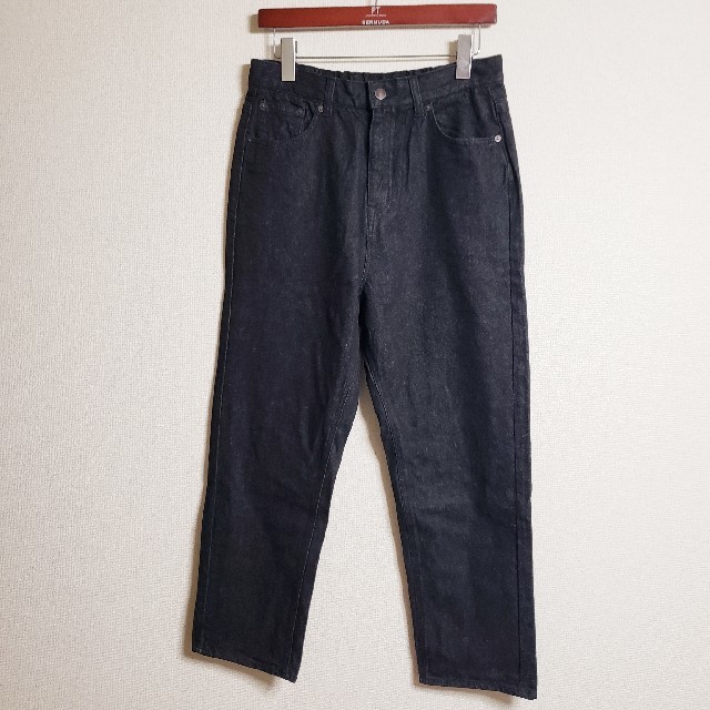 デニム ハイウエスト タックイン ワイド ブラック 古着 サリバン メンズのパンツ(デニム/ジーンズ)の商品写真