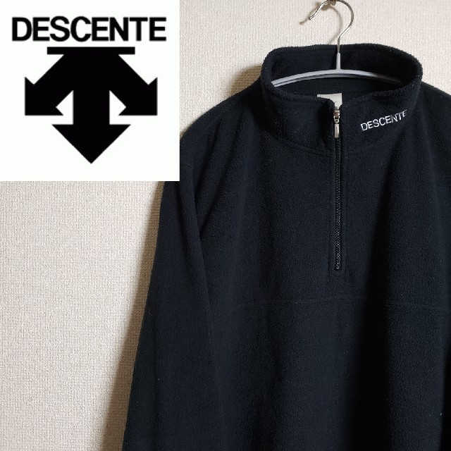 DESCENTE(デサント)のデサント アノラック フリース ブラック ワンポイント ロゴ 刺繍 オルテライン メンズのトップス(ジャージ)の商品写真