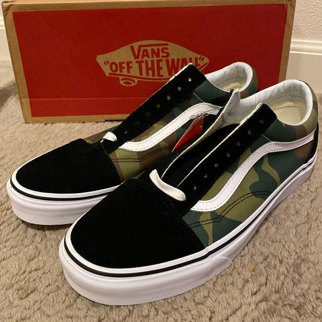 28.5cm 【vans】US企画 迷彩×ホワイト オールドスクール