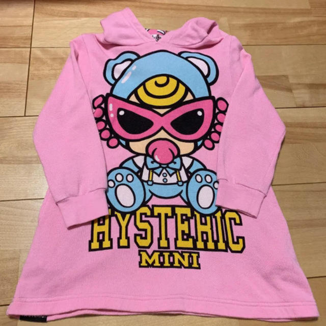 HYSTERIC MINI(ヒステリックミニ)のヒスミニ テディパーカーワンピ キッズ/ベビー/マタニティのキッズ服女の子用(90cm~)(ワンピース)の商品写真