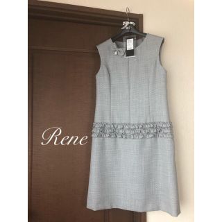 ルネ(René)のプティー様ご専用♡ 2017年rene♡  おリボンブローチ付 ワンピース36(ひざ丈ワンピース)