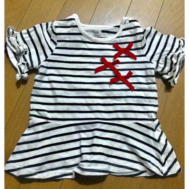 futafuta(フタフタ)のバースデー購入ボーダートップス キッズ/ベビー/マタニティのキッズ服女の子用(90cm~)(Tシャツ/カットソー)の商品写真