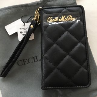 セシルマクビー(CECIL McBEE)の新品 セシルマクビー キルティング 手帳型 iPhoneケース ブラック 黒(iPhoneケース)