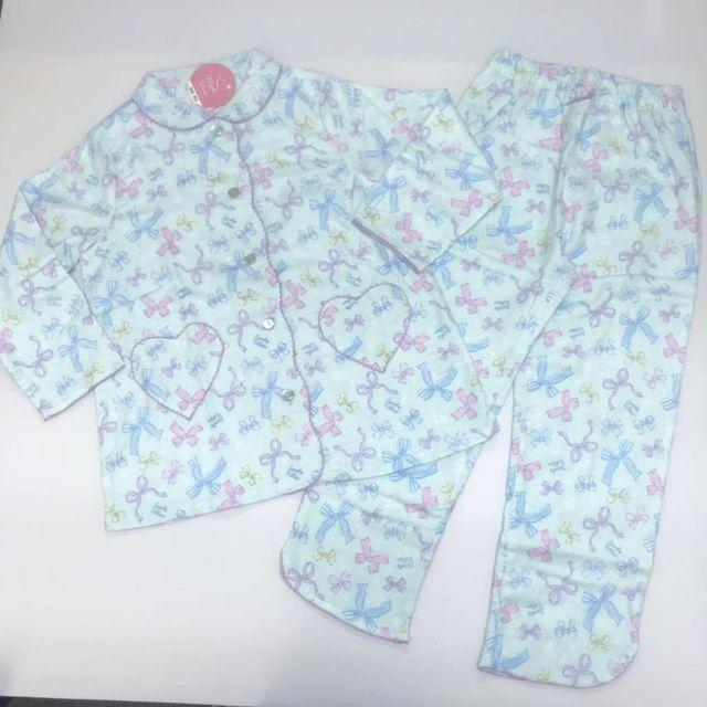 motherways(マザウェイズ)の新品11408 マザウェイズ 110cm 女の子 長袖パジャマ 綿ミントグリーン キッズ/ベビー/マタニティのキッズ服女の子用(90cm~)(パジャマ)の商品写真