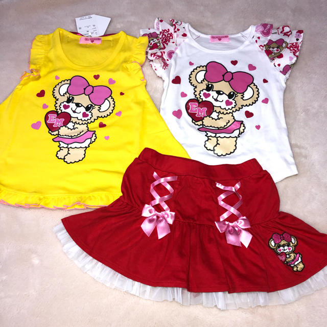 EARTHMAGIC(アースマジック)のハートキャッチ3点セット キッズ/ベビー/マタニティのキッズ服女の子用(90cm~)(Tシャツ/カットソー)の商品写真