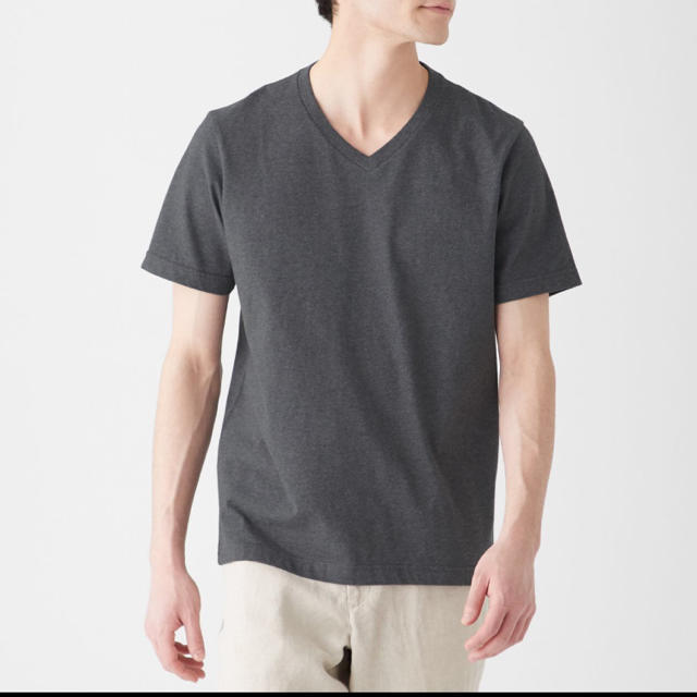 MUJI (無印良品)(ムジルシリョウヒン)の無印良品 紳士  Vネック半袖Tシャツ M メンズのトップス(Tシャツ/カットソー(半袖/袖なし))の商品写真