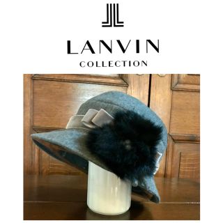 ランバンコレクション(LANVIN COLLECTION)のランバンコレクション　カシミヤ100 女優帽子　冬　グレー(ハット)