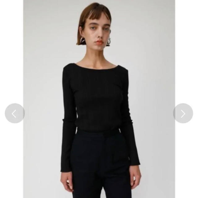 moussy(マウジー)のmoussy 新作  BACK SHAN RIB トップス ブラック レディースのトップス(カットソー(長袖/七分))の商品写真