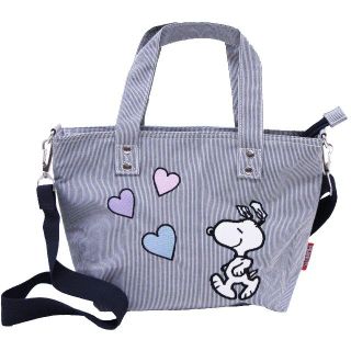 スヌーピー(SNOOPY)のSNOOPY スヌーピー ショルダーバッグ ヒッコリー柄 2WAY ★ハート新品(ショルダーバッグ)