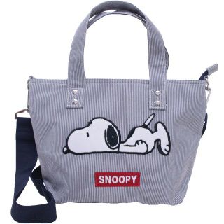 スヌーピー(SNOOPY)のSNOOPY スヌーピー ショルダーバッグ ヒッコリー柄 2WAY★ねそべり新品(ショルダーバッグ)