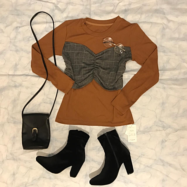 EVRIS(エヴリス)のimport♥︎ドッキングリブTops☀︎brown レディースのトップス(カットソー(長袖/七分))の商品写真