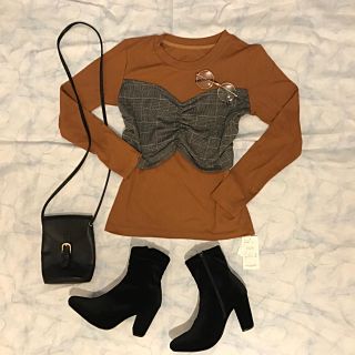 エヴリス(EVRIS)のimport♥︎ドッキングリブTops☀︎brown(カットソー(長袖/七分))