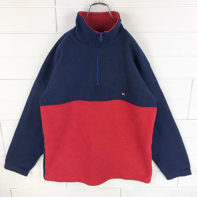 TOMMY HILFIGER(トミーヒルフィガー)のトミーフルフィガー 80s 90s ヴィンテージ  フリース ハーフジップ メンズのトップス(ニット/セーター)の商品写真