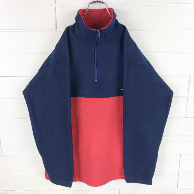 TOMMY HILFIGER(トミーヒルフィガー)のトミーフルフィガー 80s 90s ヴィンテージ  フリース ハーフジップ メンズのトップス(ニット/セーター)の商品写真