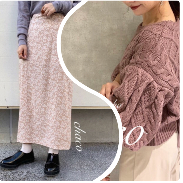 人気新作♡¥6790【Chico】5分袖ボリュームスリーブケーブルニット