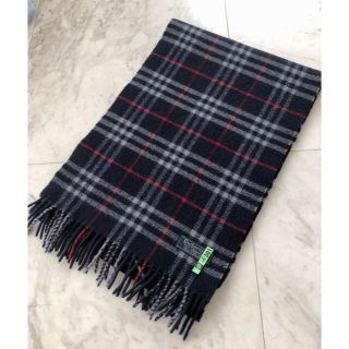 バーバリー(BURBERRY)の【BURBERRY】バーバリー イギリス マフラー ラムウール100 ネイビー(マフラー)