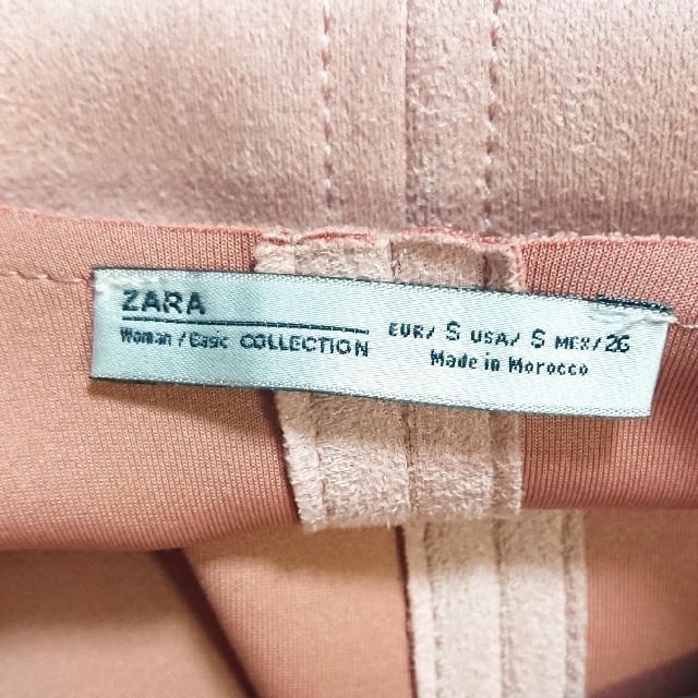 ZARA(ザラ)の美品★ZARA　フェイクノーカラースエード調コート　ピンク　S レディースのジャケット/アウター(ロングコート)の商品写真