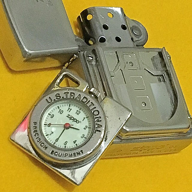 zippo オイルライター 時計付き 蓄光文字盤-