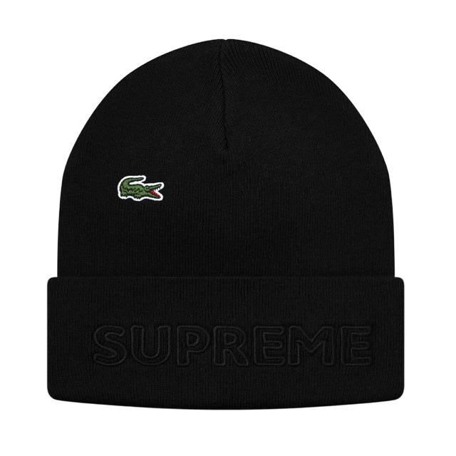 Supreme LACOSTE Beanie 黒 ニット帽 ビーニー  ラコステ