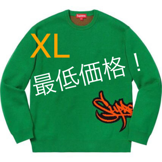 シュプリーム(Supreme)のsupreme tag logo sweater ss19 グリーン XL(ニット/セーター)