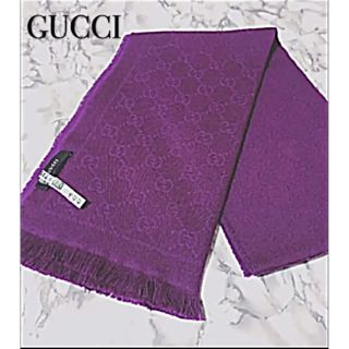 正規品]グッチGUCCI ベロアマフラーストール紫 男女兼用[美品]-