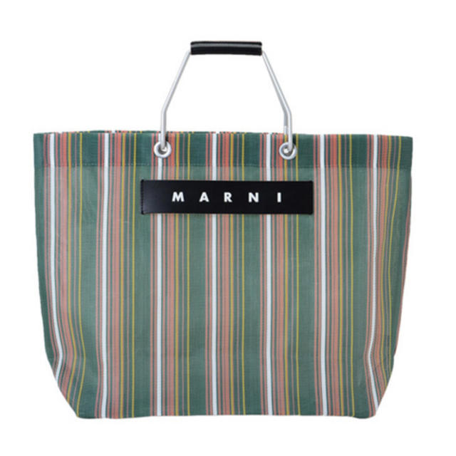 新品♡MARNI マルニ フラワーカフェ ストライプバッグ  ミニ　マルチグレー