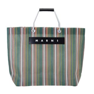 マルニ(Marni)のMARNI マルニ フラワーカフェ ストライプバッグ グリーン(トートバッグ)