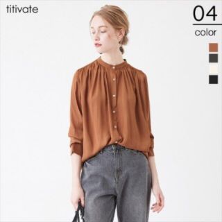 ティティベイト(titivate)のtitivate ティティベイト バンドカラー とろみ ギャザー ブラウス(シャツ/ブラウス(長袖/七分))