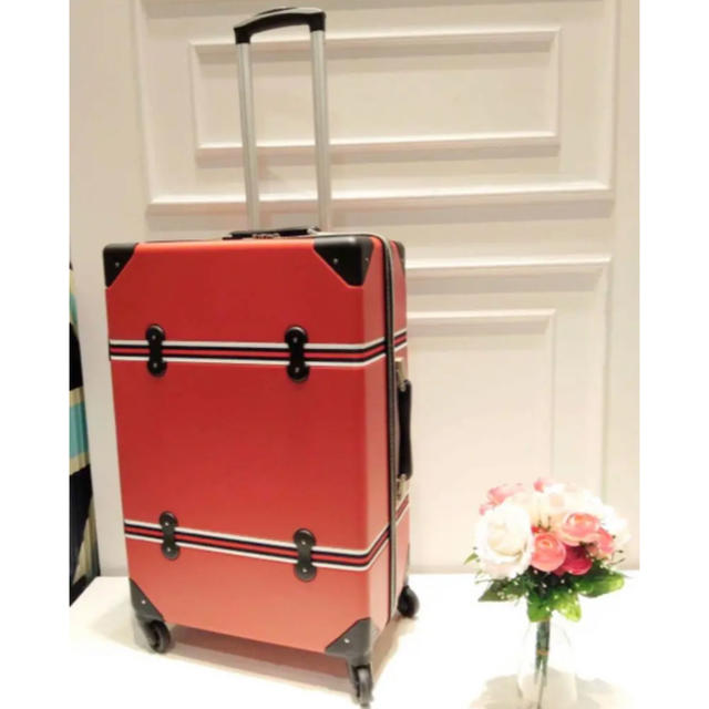 流行に  中型 送料無料 TSAロック機能 赤 軽量キャリーケース Mサイズ  スーツケース/キャリーバッグ